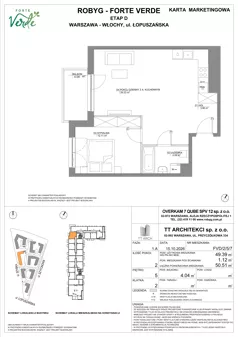 2 pokoje, mieszkanie 49,39 m², piętro 5, oferta nr FVD/2/5/7, Forte Verde, Warszawa, Włochy, Raków, ul. Łopuszańska