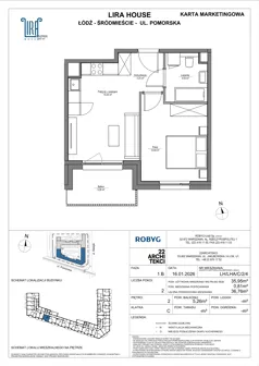 2 pokoje, mieszkanie 35,95 m², piętro 2, oferta nr LH/LHA/C/2/4, Lira House, Łódź, Śródmieście, ul. Pomorska