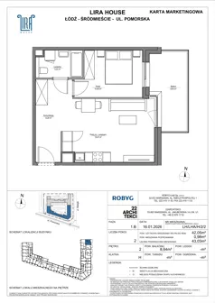 2 pokoje, mieszkanie 42,05 m², piętro 2, oferta nr LH/LHA/H/2/2, Lira House, Łódź, Śródmieście, ul. Pomorska