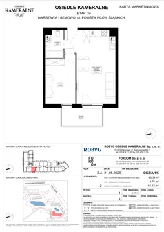 2 pokoje, mieszkanie 40,34 m², piętro 1, oferta nr OK3/A/1/5, Osiedle Kameralne 3/5, Warszawa, Bemowo, Jelonki Południowe, ul. Powstańców Śląskich / Połczyńska