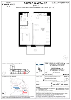 2 pokoje, mieszkanie 40,34 m², piętro 2, oferta nr OK3/B/2/3, Osiedle Kameralne 3/5, Warszawa, Bemowo, Jelonki Południowe, ul. Powstańców Śląskich / Połczyńska