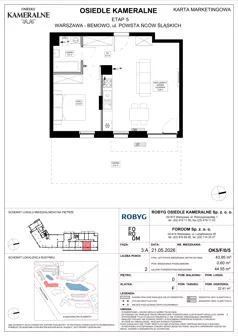 2 pokoje, mieszkanie 43,95 m², parter, oferta nr OK5/F/0/5, Osiedle Kameralne 3/5, Warszawa, Bemowo, Jelonki Południowe, ul. Powstańców Śląskich / Połczyńska
