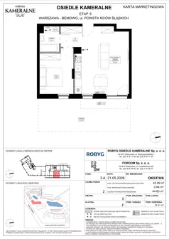 2 pokoje, mieszkanie 43,99 m², parter, oferta nr OK5/F/0/6, Osiedle Kameralne 3/5, Warszawa, Bemowo, Jelonki Południowe, ul. Powstańców Śląskich / Połczyńska