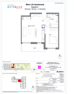 2 pokoje, mieszkanie 50,56 m², piętro 3, oferta nr MLAD/B/3/1, Metro Life Apartamenty CD, Warszawa, Bemowo, Chrzanów, ul. Rayskiego