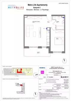 2 pokoje, mieszkanie 51,71 m², piętro 1, oferta nr MLAC/B/1/1, Metro Life Apartamenty CD, Warszawa, Bemowo, Chrzanów, ul. Rayskiego