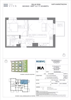 2 pokoje, mieszkanie 37,12 m², piętro 1, oferta nr VV/F/1/1, Villa Viva, Wrocław, Jagodno, Fabryczna, ul. Schuberta