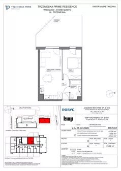 2 pokoje, mieszkanie 41,54 m², parter, oferta nr TR/A/0/1, Trzemeska Prime Residence, Wrocław, Stare Miasto, ul. Trzemeska