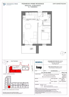 2 pokoje, mieszkanie 38,76 m², piętro 1, oferta nr TR/C/1/6, Trzemeska Prime Residence, Wrocław, Stare Miasto, ul. Trzemeska