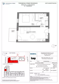 2 pokoje, mieszkanie 38,77 m², piętro 2, oferta nr TR/C/2/10, Trzemeska Prime Residence, Wrocław, Stare Miasto, ul. Trzemeska