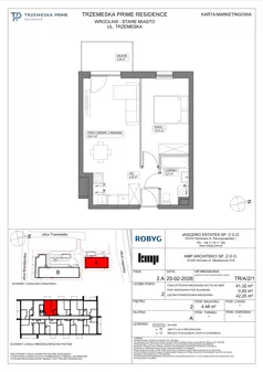 2 pokoje, mieszkanie 41,32 m², piętro 2, oferta nr TR/A/2/1, Trzemeska Prime Residence, Wrocław, Stare Miasto, ul. Trzemeska