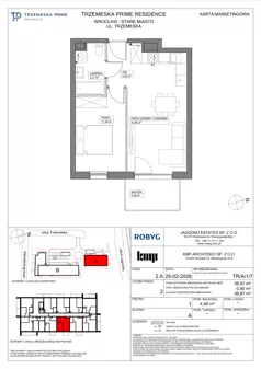 2 pokoje, mieszkanie 38,97 m², piętro 1, oferta nr TR/A/1/7, Trzemeska Prime Residence, Wrocław, Stare Miasto, ul. Trzemeska