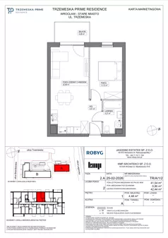 2 pokoje, mieszkanie 41,54 m², piętro 1, oferta nr TR/A/1/2, Trzemeska Prime Residence, Wrocław, Stare Miasto, ul. Trzemeska