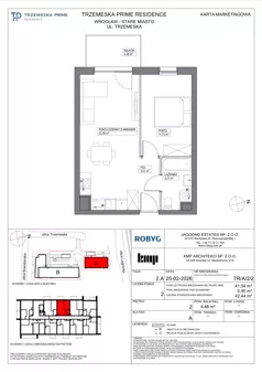 2 pokoje, mieszkanie 41,54 m², piętro 2, oferta nr TR/A/2/2, Trzemeska Prime Residence, Wrocław, Stare Miasto, ul. Trzemeska