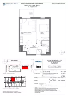 2 pokoje, mieszkanie 40,64 m², piętro 5, oferta nr TR/A/5/1, Trzemeska Prime Residence, Wrocław, Stare Miasto, ul. Trzemeska