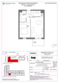 2 pokoje, mieszkanie 38,76 m², piętro 3, oferta nr TR/C/3/5, Trzemeska Prime Residence, Wrocław, Stare Miasto, ul. Trzemeska