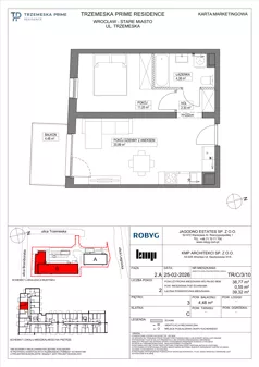 2 pokoje, mieszkanie 38,77 m², piętro 3, oferta nr TR/C/3/10, Trzemeska Prime Residence, Wrocław, Stare Miasto, ul. Trzemeska