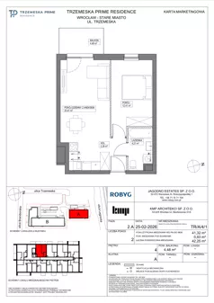 2 pokoje, mieszkanie 41,32 m², piętro 4, oferta nr TR/A/4/1, Trzemeska Prime Residence, Wrocław, Stare Miasto, ul. Trzemeska