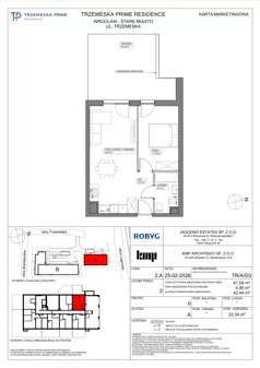 2 pokoje, mieszkanie 41,32 m², piętro 2, oferta nr TR/A/2/1, Trzemeska Prime Residence, Wrocław, Stare Miasto, ul. Trzemeska
