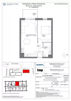 2 pokoje, mieszkanie 41,54 m², piętro 3, oferta nr TR/A/3/2, Trzemeska Prime Residence, Wrocław, Stare Miasto, ul. Trzemeska