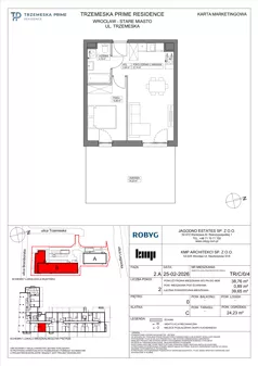 2 pokoje, mieszkanie 38,76 m², piętro 1, oferta nr TR/B/1/4, Trzemeska Prime Residence, Wrocław, Stare Miasto, ul. Trzemeska