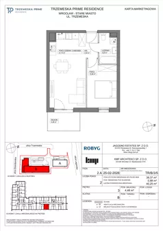 2 pokoje, mieszkanie 39,37 m², piętro 3, oferta nr TR/B/3/5, Trzemeska Prime Residence, Wrocław, Stare Miasto, ul. Trzemeska