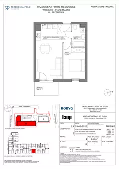 2 pokoje, mieszkanie 39,37 m², piętro 4, oferta nr TR/B/4/5, Trzemeska Prime Residence, Wrocław, Stare Miasto, ul. Trzemeska