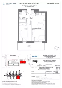 2 pokoje, mieszkanie 38,92 m², piętro 6, oferta nr TR/A/6/6, Trzemeska Prime Residence, Wrocław, Stare Miasto, ul. Trzemeska