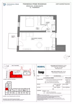 2 pokoje, mieszkanie 42,47 m², piętro 2, oferta nr TR/C/2/9, Trzemeska Prime Residence, Wrocław, Stare Miasto, ul. Trzemeska