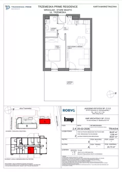 2 pokoje, mieszkanie 38,97 m², parter, oferta nr TR/A/0/4, Trzemeska Prime Residence, Wrocław, Stare Miasto, ul. Trzemeska
