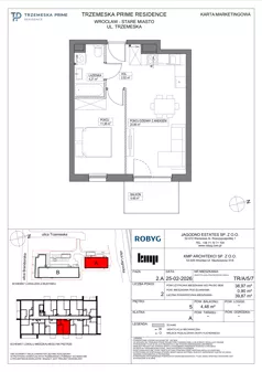 2 pokoje, mieszkanie 38,97 m², piętro 5, oferta nr TR/A/5/7, Trzemeska Prime Residence, Wrocław, Stare Miasto, ul. Trzemeska
