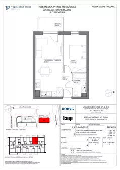2 pokoje, mieszkanie 41,54 m², piętro 5, oferta nr TR/A/5/3, Trzemeska Prime Residence, Wrocław, Stare Miasto, ul. Trzemeska