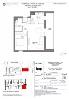 2 pokoje, mieszkanie 44,95 m², piętro 4, oferta nr TR/A/4/5, Trzemeska Prime Residence, Wrocław, Stare Miasto, ul. Trzemeska