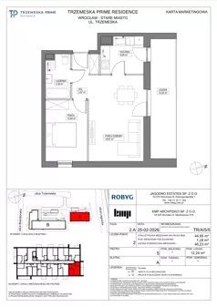 2 pokoje, mieszkanie 44,95 m², piętro 5, oferta nr TR/A/5/5, Trzemeska Prime Residence, Wrocław, Stare Miasto, ul. Trzemeska