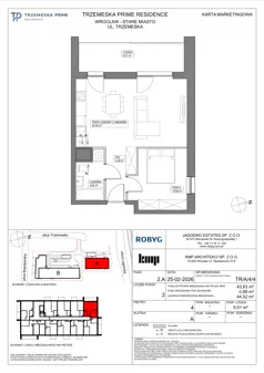 2 pokoje, mieszkanie 43,63 m², piętro 4, oferta nr TR/A/4/4, Trzemeska Prime Residence, Wrocław, Stare Miasto, ul. Trzemeska