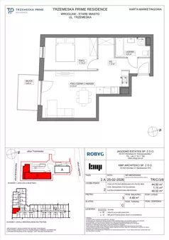 2 pokoje, mieszkanie 44,92 m², piętro 3, oferta nr TR/C/3/8, Trzemeska Prime Residence, Wrocław, Stare Miasto, ul. Trzemeska