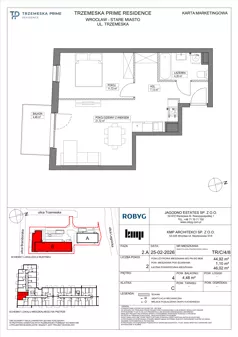 2 pokoje, mieszkanie 44,92 m², piętro 4, oferta nr TR/C/4/8, Trzemeska Prime Residence, Wrocław, Stare Miasto, ul. Trzemeska