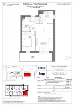 2 pokoje, mieszkanie 44,95 m², piętro 8, oferta nr TR/A/8/5, Trzemeska Prime Residence, Wrocław, Stare Miasto, ul. Trzemeska