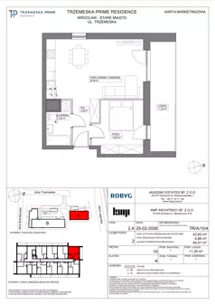 2 pokoje, mieszkanie 43,63 m², piętro 10, oferta nr TR/A/10/4, Trzemeska Prime Residence, Wrocław, Stare Miasto, ul. Trzemeska