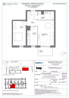 2 pokoje, mieszkanie 49,12 m², piętro 1, oferta nr TR/A/1/8, Trzemeska Prime Residence, Wrocław, Stare Miasto, ul. Trzemeska