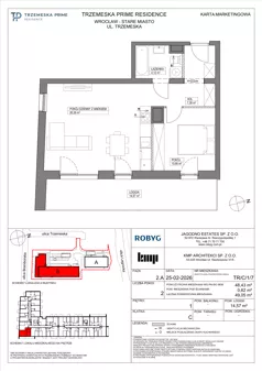 2 pokoje, mieszkanie 48,43 m², piętro 1, oferta nr TR/C/1/7, Trzemeska Prime Residence, Wrocław, Stare Miasto, ul. Trzemeska