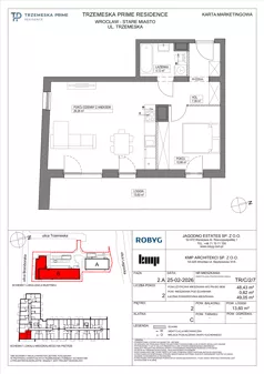2 pokoje, mieszkanie 48,43 m², piętro 2, oferta nr TR/C/2/7, Trzemeska Prime Residence, Wrocław, Stare Miasto, ul. Trzemeska