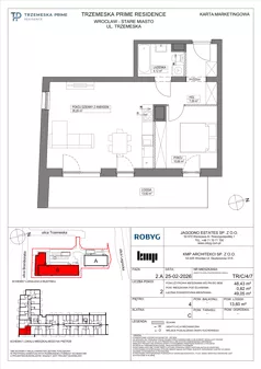 2 pokoje, mieszkanie 48,43 m², piętro 4, oferta nr TR/C/4/7, Trzemeska Prime Residence, Wrocław, Stare Miasto, ul. Trzemeska