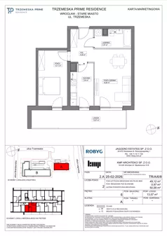 2 pokoje, mieszkanie 49,12 m², piętro 6, oferta nr TR/A/6/8, Trzemeska Prime Residence, Wrocław, Stare Miasto, ul. Trzemeska
