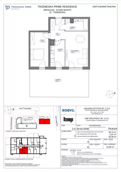 2 pokoje, mieszkanie 49,12 m², piętro 1, oferta nr TR/A/1/8, Trzemeska Prime Residence, Wrocław, Stare Miasto, ul. Trzemeska