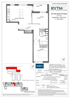 3 pokoje, mieszkanie 55,14 m², piętro 2, oferta nr RM/2B/L/2/1, Rytm Mokotowa 2B, Warszawa, Mokotów, Augustówka, ul. Antoniewska/Kaloryczna