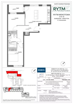 3 pokoje, mieszkanie 54,61 m², piętro 4, oferta nr RM/2B/L/4/5, Rytm Mokotowa 2B, Warszawa, Mokotów, Augustówka, ul. Antoniewska/Kaloryczna