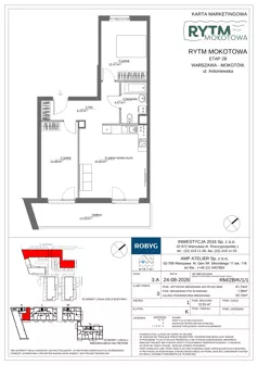 3 pokoje, mieszkanie 61,74 m², piętro 1, oferta nr RM/2B/K/1/1, Rytm Mokotowa 2B, Warszawa, Mokotów, Augustówka, ul. Antoniewska/Kaloryczna