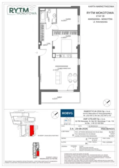 3 pokoje, mieszkanie 62,78 m², piętro 2, oferta nr RM/2B/H/2/1, Rytm Mokotowa 2B, Warszawa, Mokotów, Augustówka, ul. Antoniewska/Kaloryczna