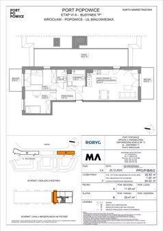 3 pokoje, mieszkanie 62,82 m², piętro 6, oferta nr PPO/P/B/6/2, Port Popowice IVa, Wrocław, Pilczyce-Kozanów-Popowice Północne, Popowice, ul. Białowieska
