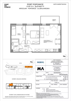 3 pokoje, mieszkanie 61,03 m², piętro 4, oferta nr PPO/P/A/4/5, Port Popowice IVa, Wrocław, Pilczyce-Kozanów-Popowice Północne, Popowice, ul. Białowieska